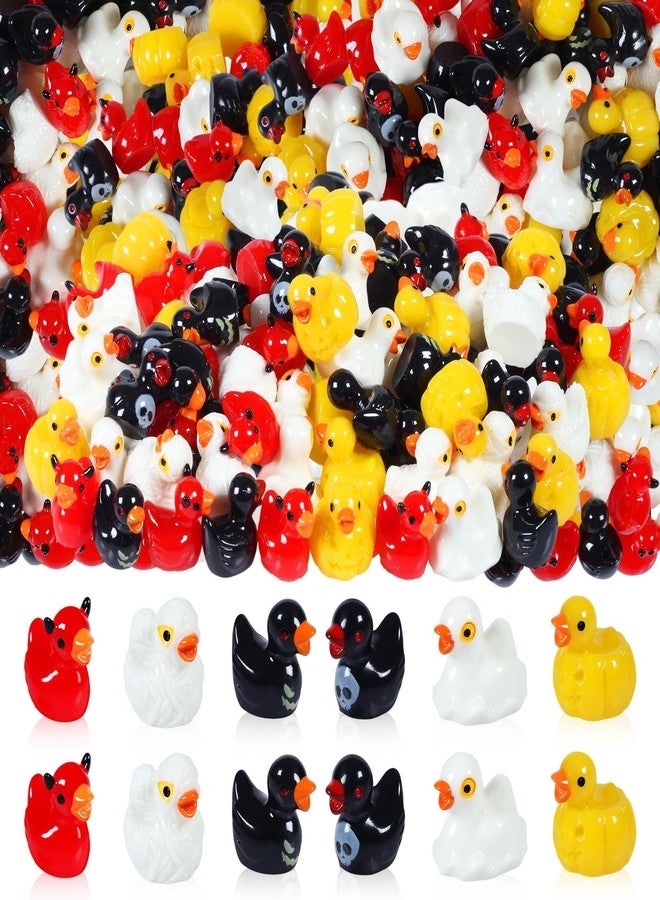 DASHUAIGE 96 Pcs Mini Resin Ducks Halloween, Black Miniature Mini Ducks Figurines Tiny Ornaments for Garden Decoration Party Decoration DIY Craft Accessories (Halloween 1) - Image 1